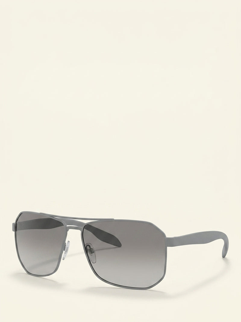 Prada men's rectangular sunglasses matte black grey gradient - British product
