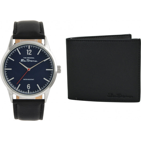 Ben Sherman black watch and wallet gift set - British product