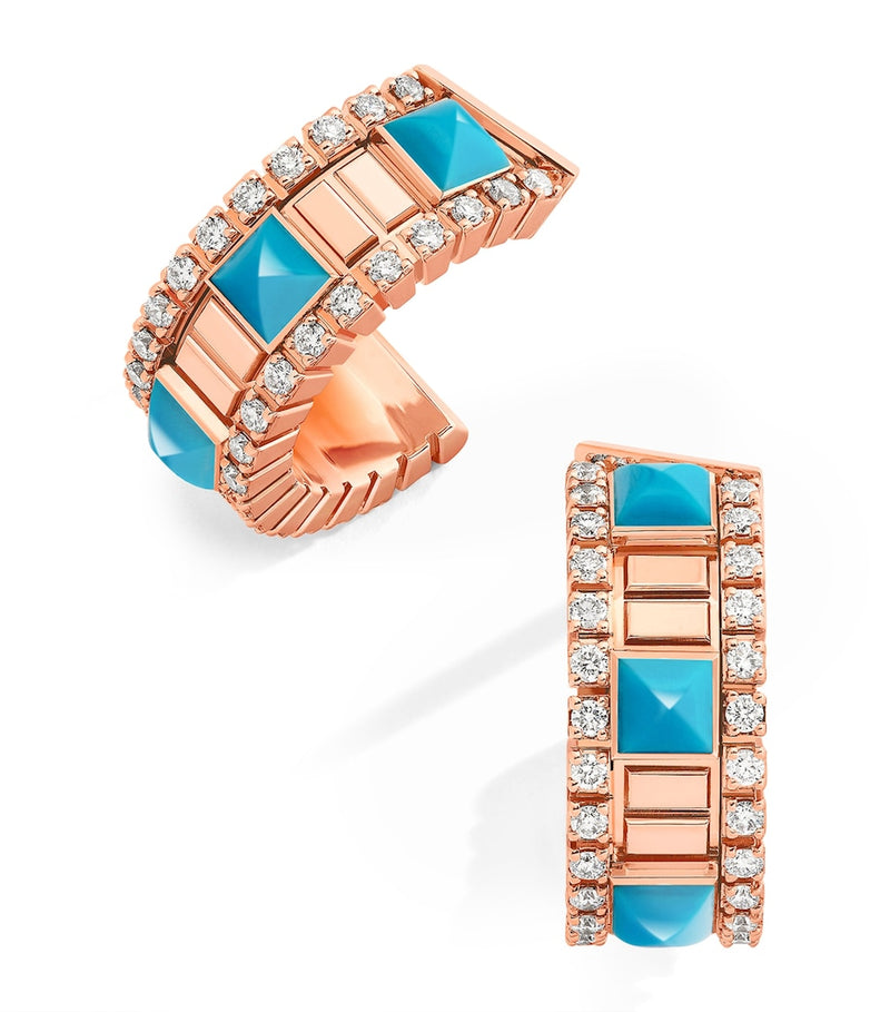 MARLI New York rose gold turquoise diamond hoop earrings, UK import