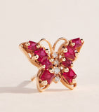 Suzanne Kalan rose gold butterfly stud diamond ruby earrings - British product