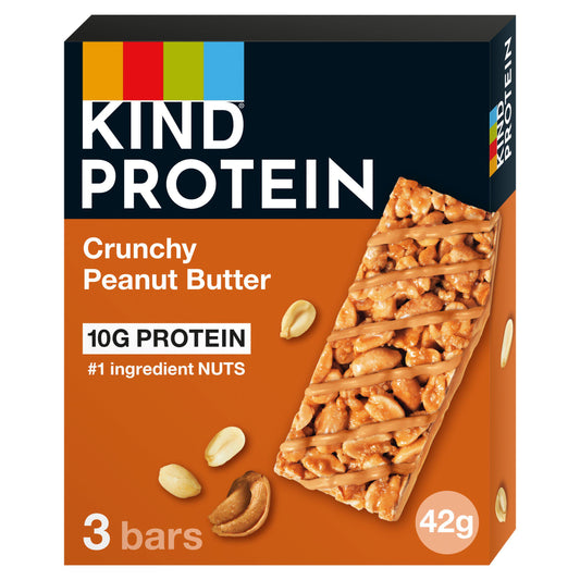 Kind Protein Crunchy Peanut Butter 3x42g cereal bars Sainsburys   