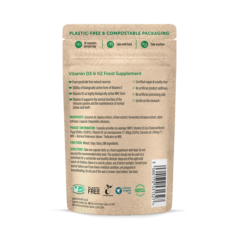 Together Health D3 and K2 3000iu 30 capsules imported from UK