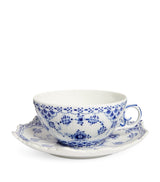 Harrods Royal Copenhagen Blue Fluted Full Lace Teacup and Saucer- Buy online at McGrocer