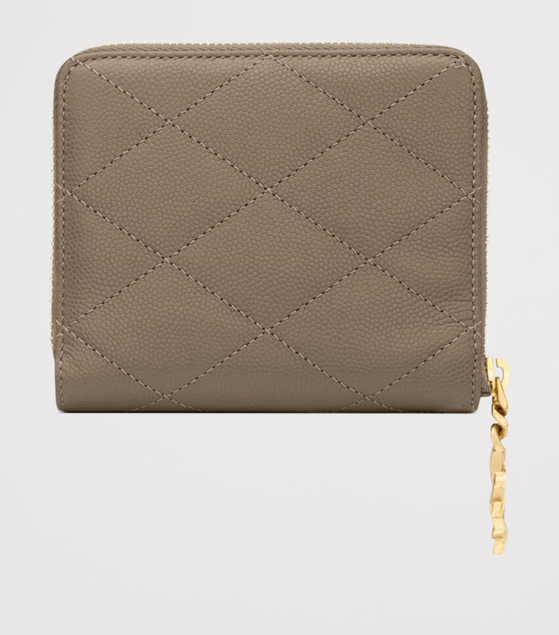 Saint Laurent Matelassé zip-up wallet H9cm x W10.5cm (British brand)