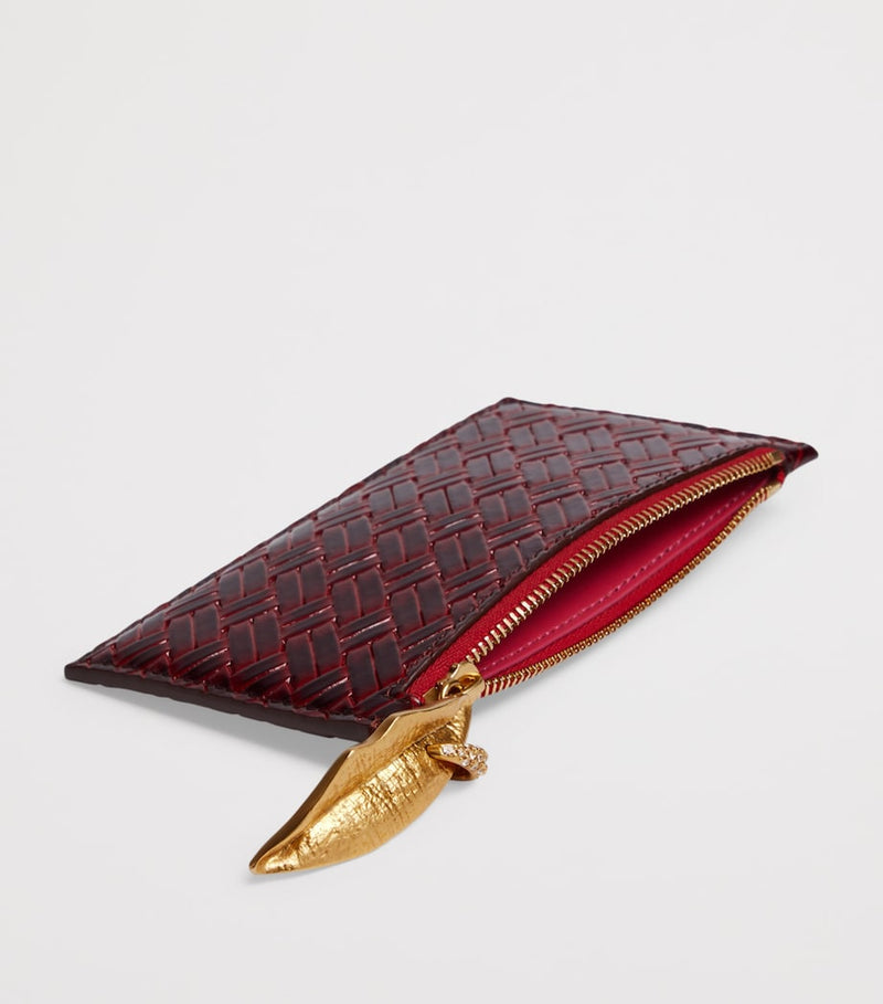 Schiaparelli leather Mouth zipped cardholder, imported from the UK