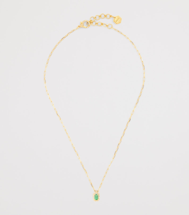 SHAY Mini Me Necklace 18k gold emerald diamonds, imported from the UK