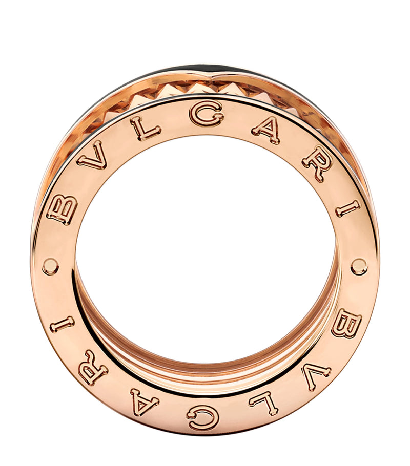 Bvlgari B.zero1 four-band ring rose gold black ceramic (British brand)