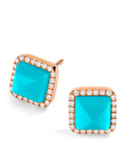 MARLI New York rose gold diamond turquoise stud earrings - British product