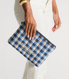 Jimmy Choo raffia logo pouch, imported from the UK