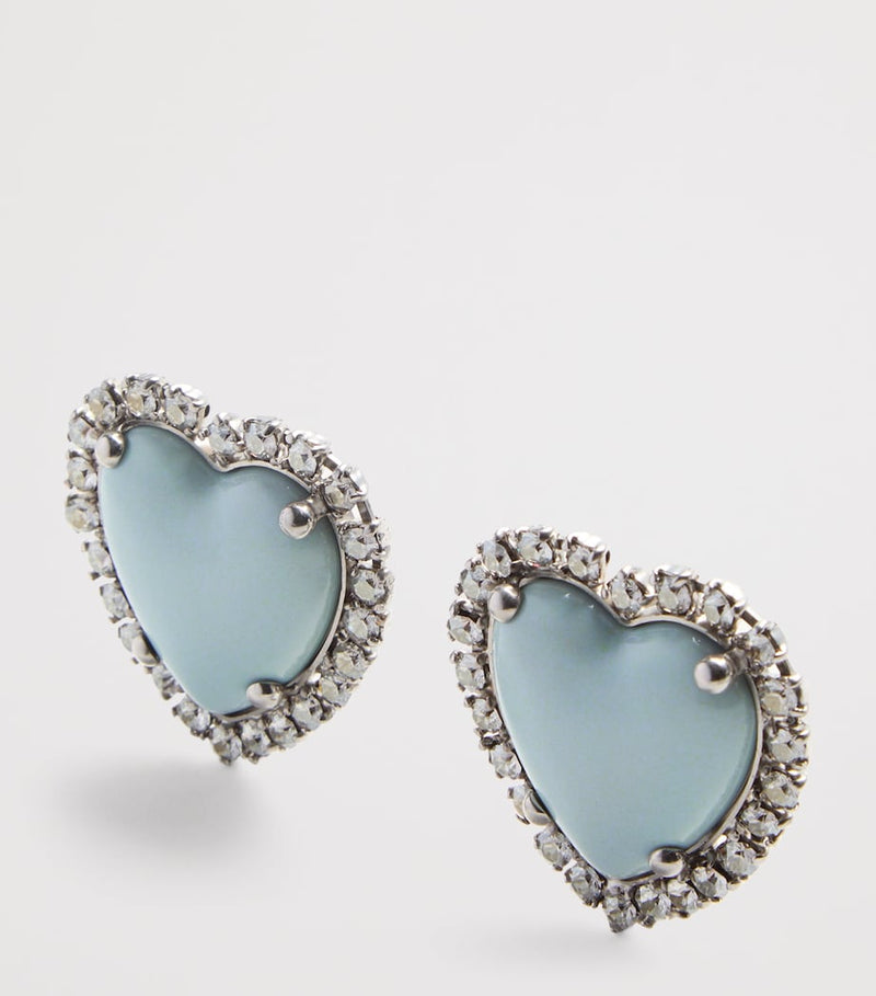 Valentino Garavani Crystal Coeur Hyperbole clip-on earrings, imported from the UK