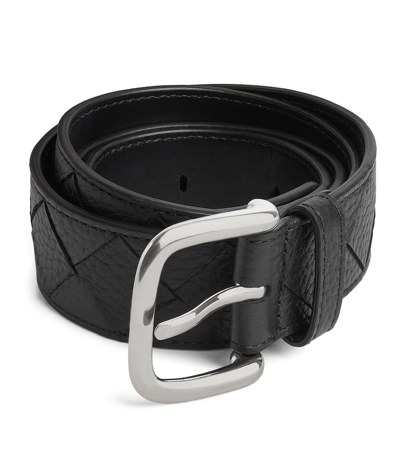 Bottega Veneta Intrecciato grained leather belt, UK version