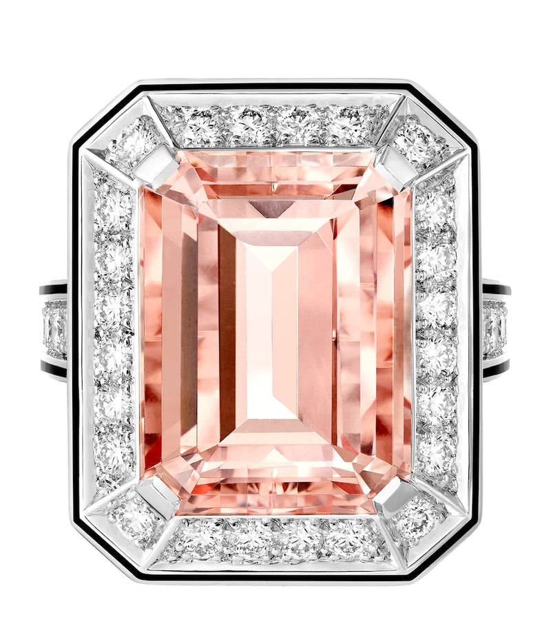 Boucheron Vendôme Liseré ring white gold diamond morganite, imported from the UK