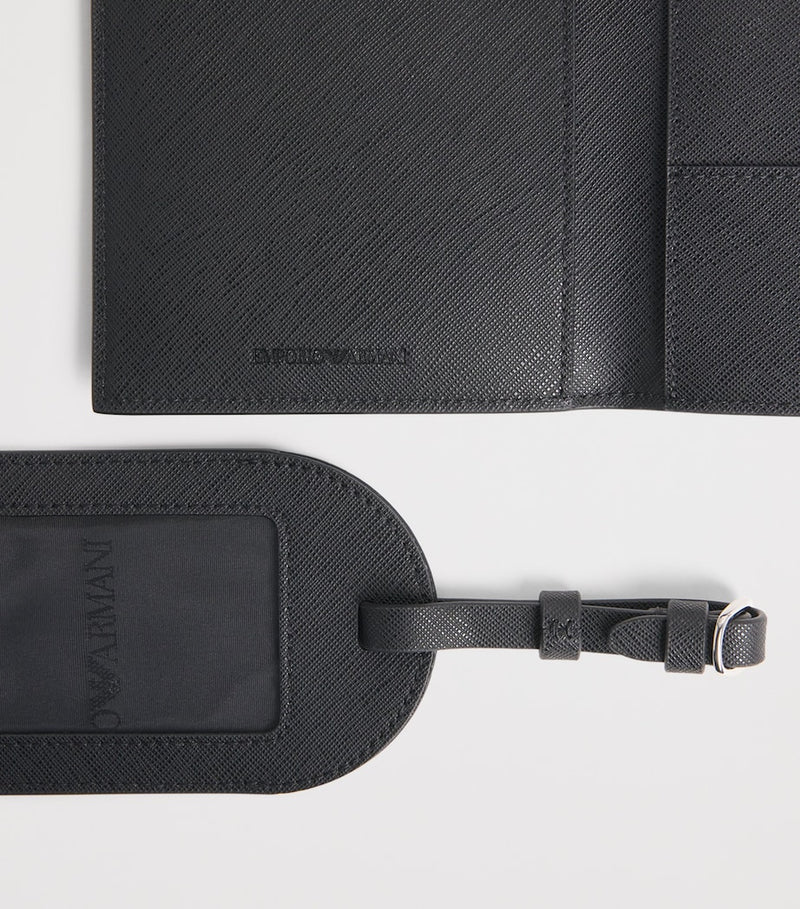 Emporio Armani leather passport holder and tag set - British product