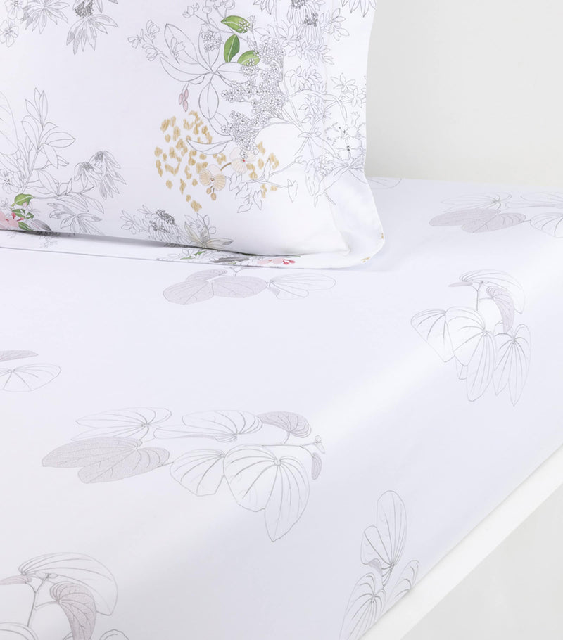 Yves Delorme Floral Orchidee double fitted sheet 140cm x 200cm (British brand)