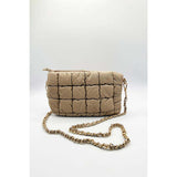 SVNX quilted satchel bag with gold chain, imported from the UK