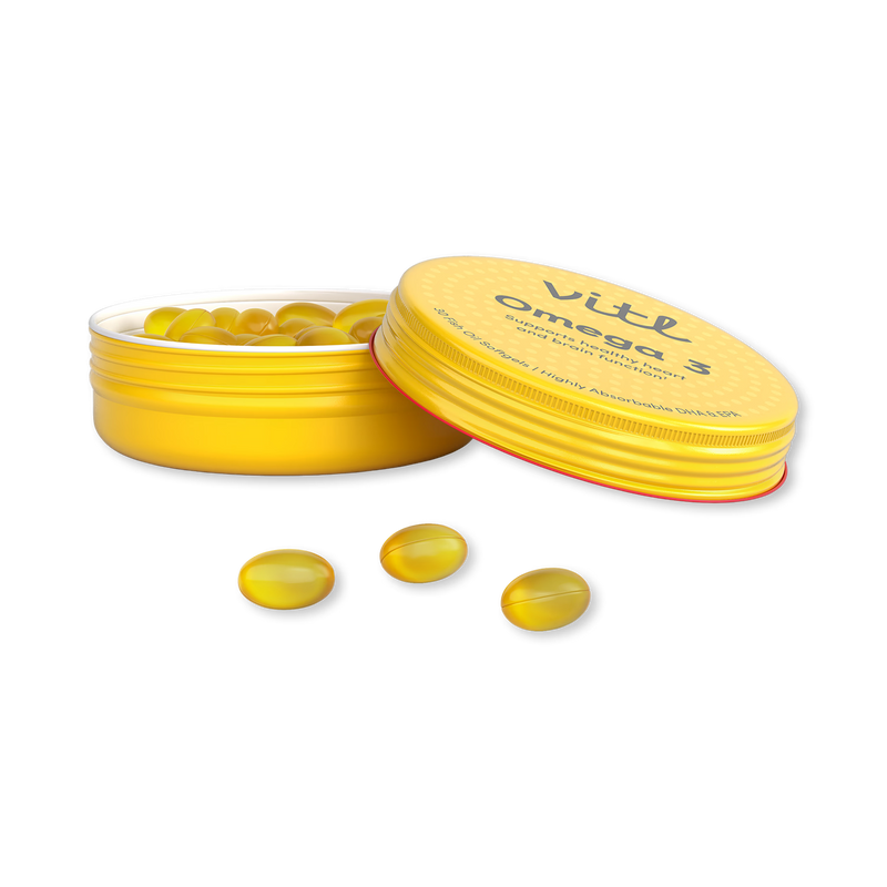 Vitl Omega 3 supplement Pocket Pack 30 softgels - British product
