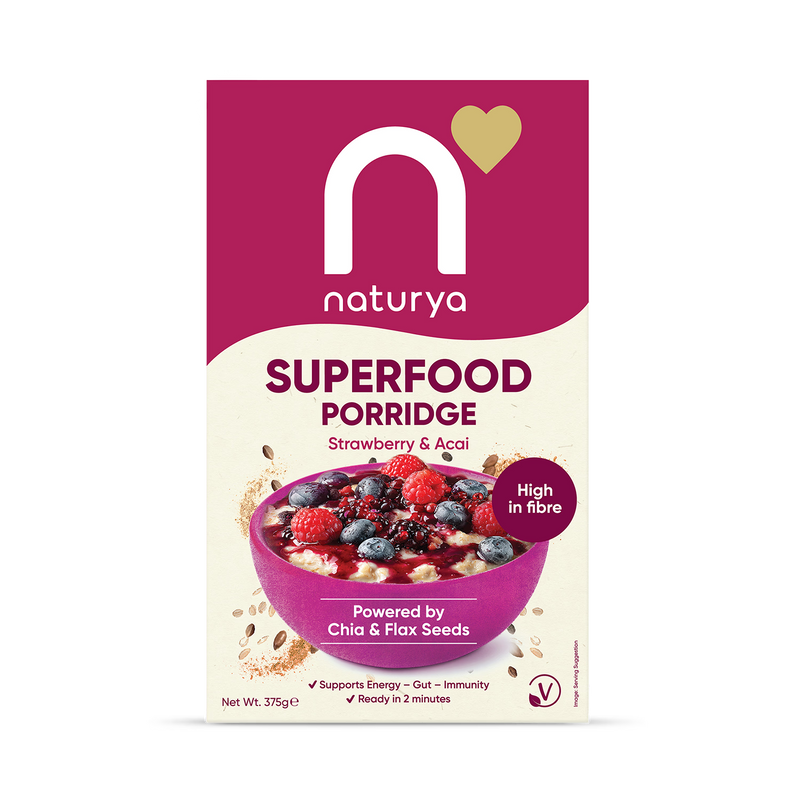 Naturya porridge Strawberry & Acai 375g, imported from the UK