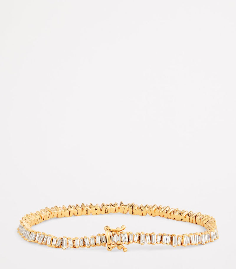 Suzanne Kalan yellow gold diamond mini tennis bracelet (British brand)