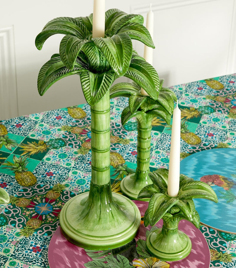 Les-Ottomans medium palm tree ceramic candlestick holder 30cm, UK version