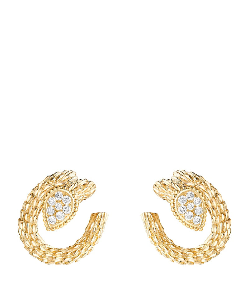Boucheron Serpent Bohème yellow gold and diamond earrings, imported from the UK