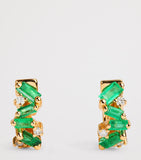 Suzanne Kalan yellow gold emerald diamond huggie earrings, UK version