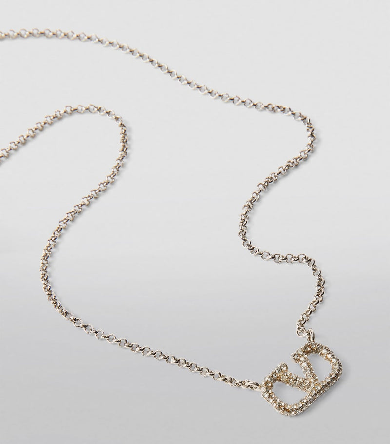 Valentino Garavani crystal VLogo necklace - British product