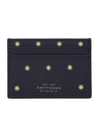 Smythson Panama card holder in crossgrain calf leather with stars detail - British product