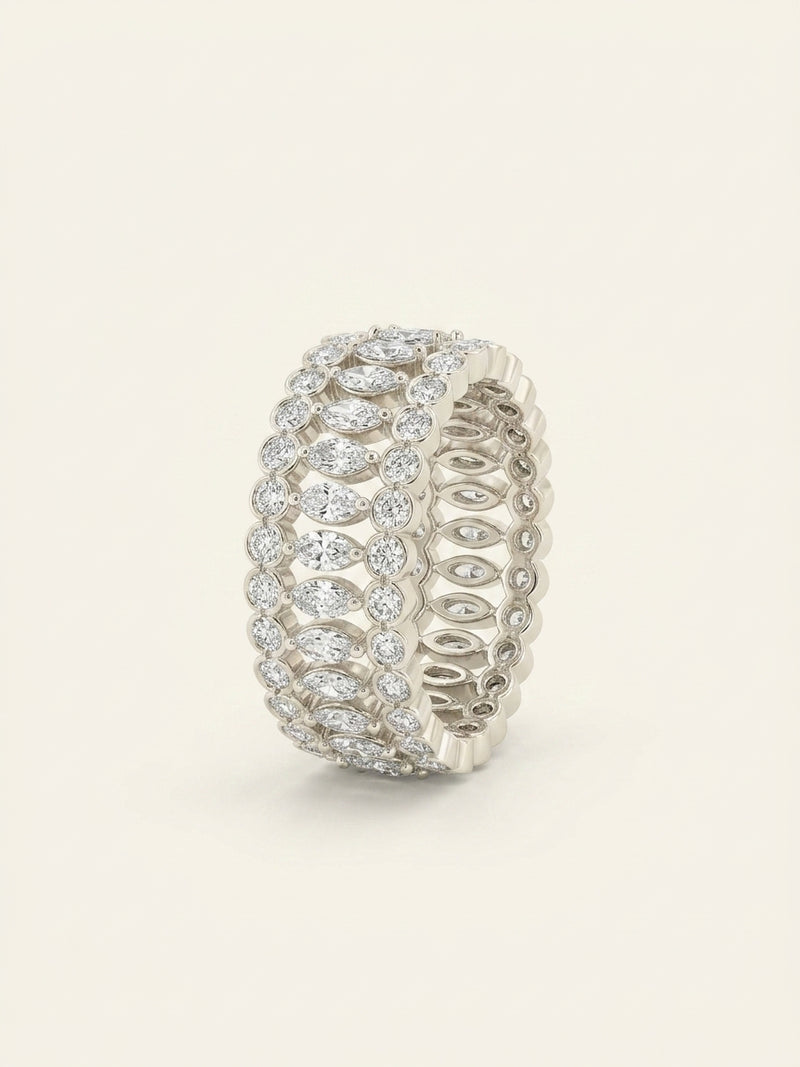 Cartier Broderie de Cartier wedding ring white gold diamonds, imported from the UK