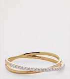 Monica Vinader yellow gold crossover ring with diamonds, UK version