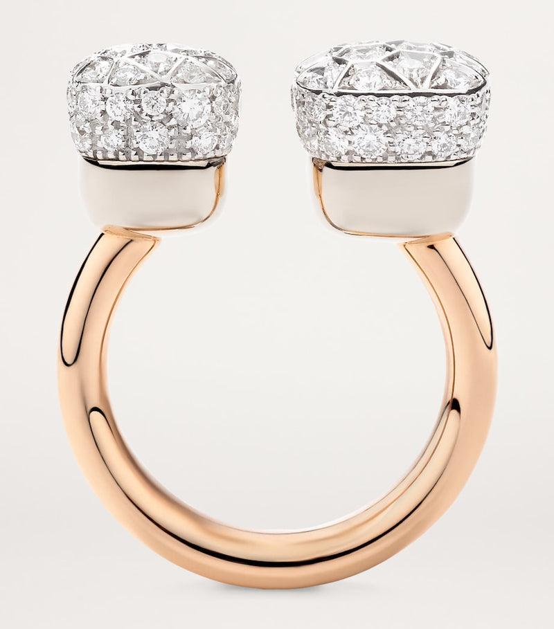 Pomellato Nudo mixed gold diamond ring (British brand)