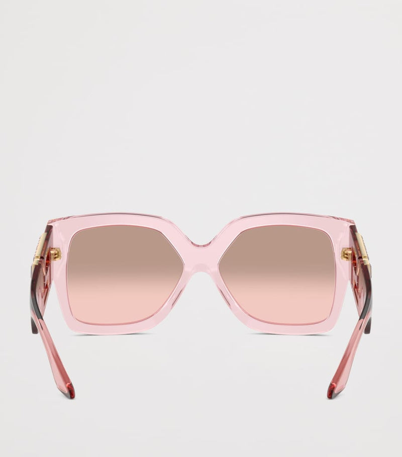 Versace blush pink crystal-embellished rectangle sunglasses, UK version