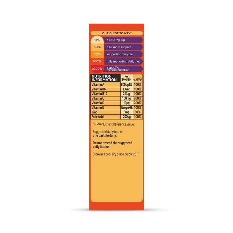 Bassetts Vitamins adult immune support multivitamins orange and pomegranate 30 pastilles (British brand)