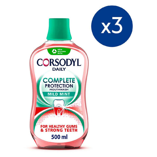 Corsodyl Daily Mild Mint Complete Protection Mouthwash Bundle Accessories & Cleaning Boots   