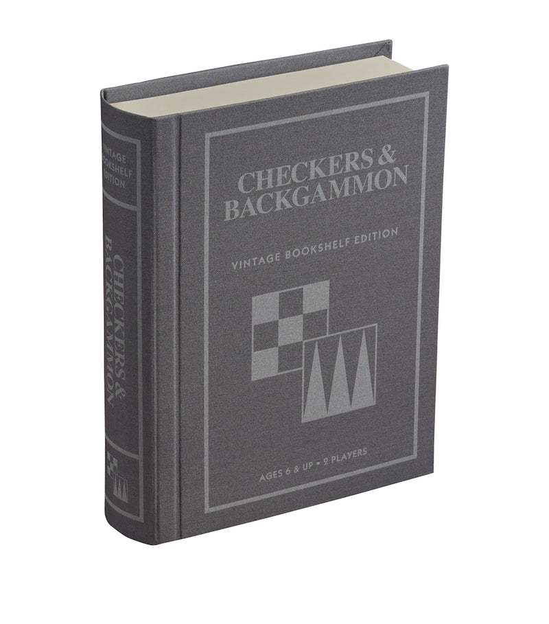 Vintage Bookshelf checkers and backgammon board game (British brand)