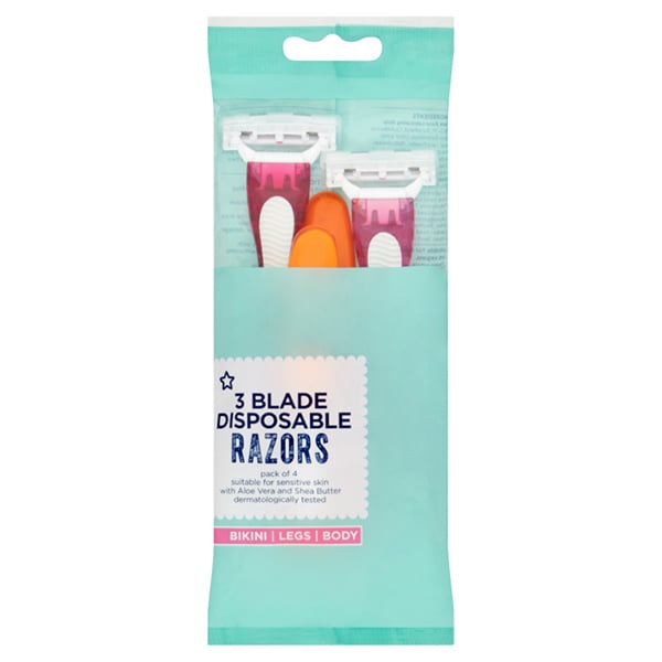 Superdrug Female Triple Blade Scented Disposable Razors x4 GOODS Superdrug