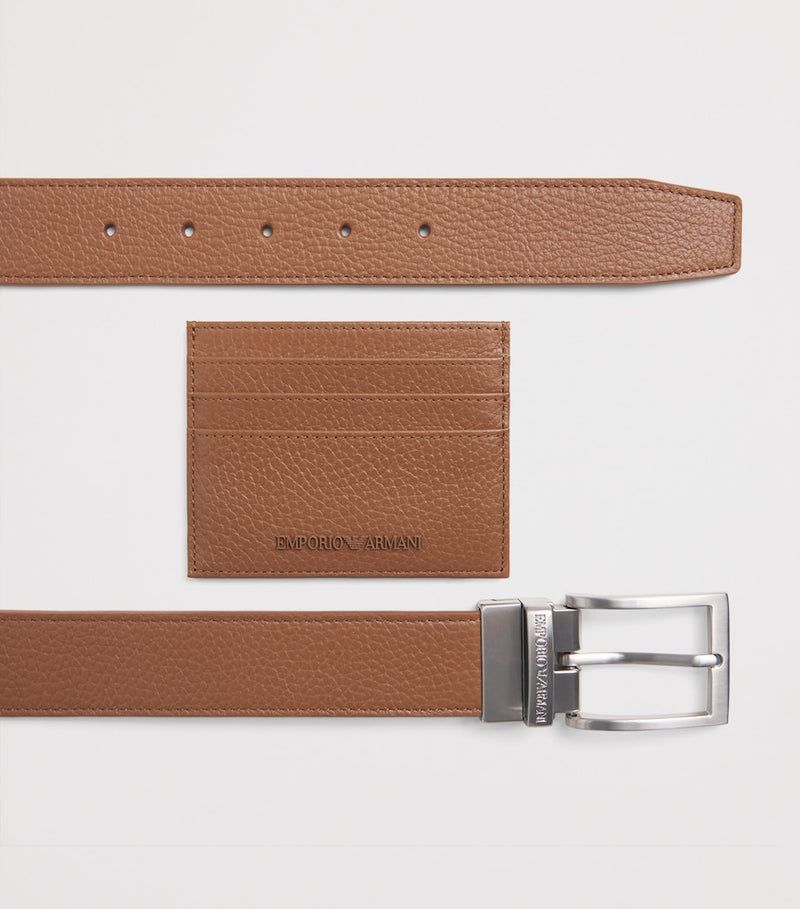 Emporio Armani leather belt and card holder set - British product