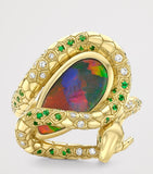 Boodles Green Mamba ring with diamonds and opal (British brand)