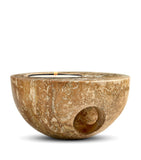 Marchanta 01 Mini Dark Travertine candle holder 18cm (British brand)