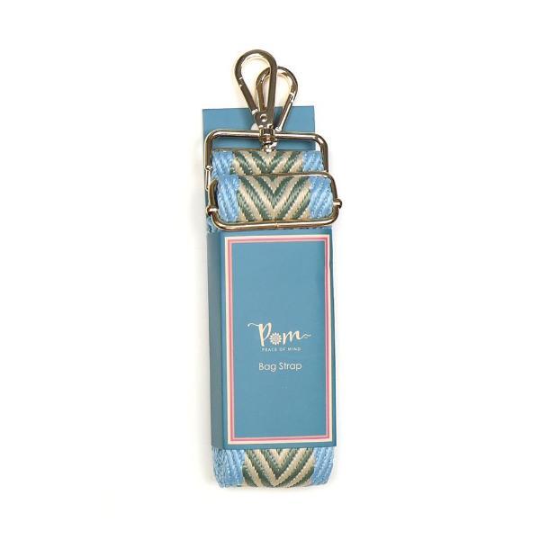 POM pale blue chevron adjustable wide bag strap (British brand)