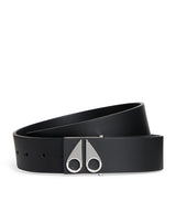 Harrods Moose Knuckles Leather Logo Belt- Buy online at McGrocer