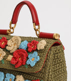 Dolce&Gabbana woven My Sicily top-handle bag with floral appliqué (British brand)