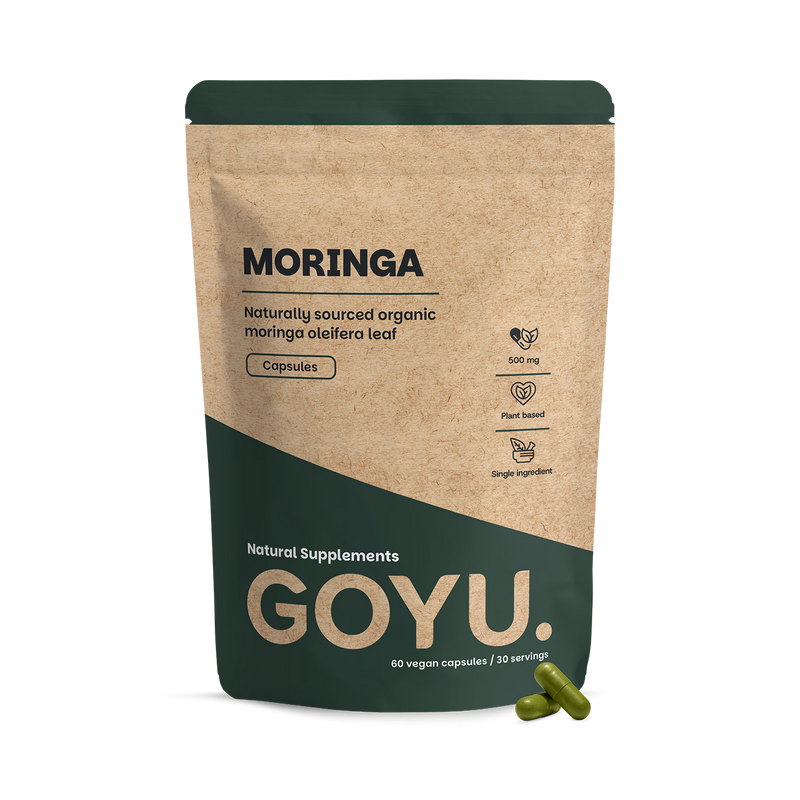 GOYU moringa capsules 500mg organic leaf powder (British brand)