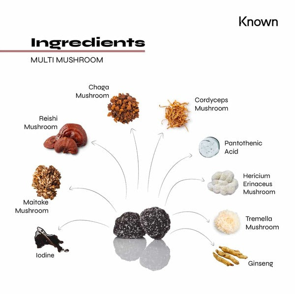 Known Nutrition multi mushroom vegan gummies 60 count, UK version