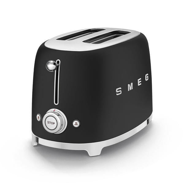 محمصة Smeg سوداء بلمسة نهائية غير لامعة بشريحتين - منتج بريطاني