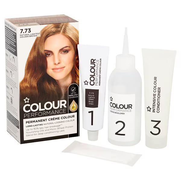 Superdrug permanent hair dye kit Natural Golden Brown (British brand)
