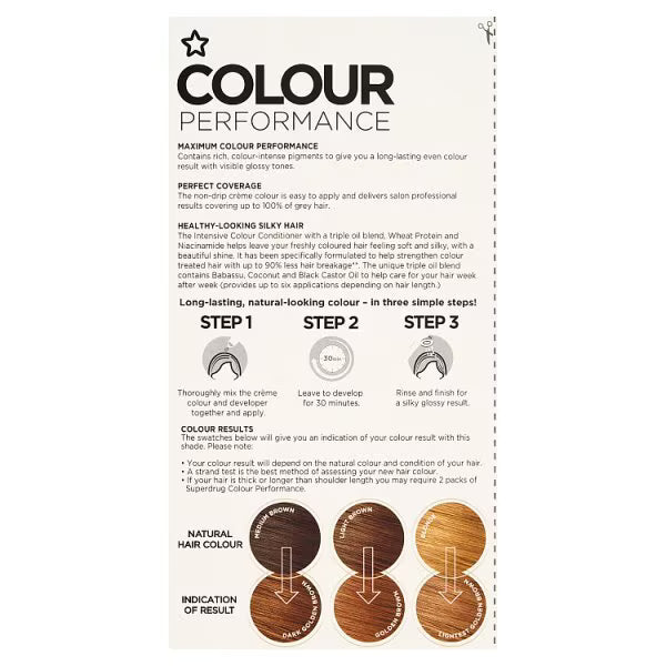 Superdrug permanent hair dye kit Natural Golden Brown (British brand)