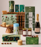 Harrods Housewarming Hamper with tea, coffee, chocolate, and Champagne, UK version