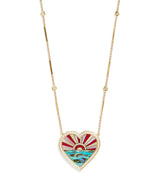 Harrods Jacquie Aiche Yellow Gold, Diamond, Turquoise and Pearl Coral Sunshine Heart Necklace- Buy online at McGrocer