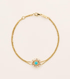 Suzanne Kalan evil eye bracelet yellow gold diamond turquoise, UK version