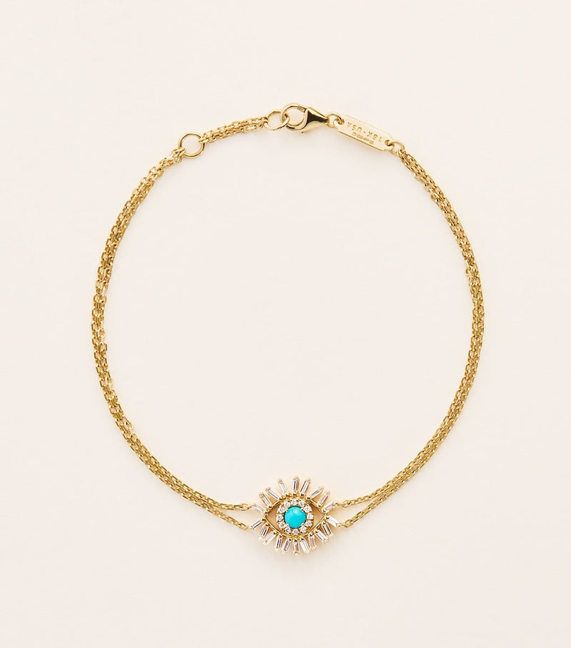 Suzanne Kalan evil eye bracelet yellow gold diamond turquoise, UK version